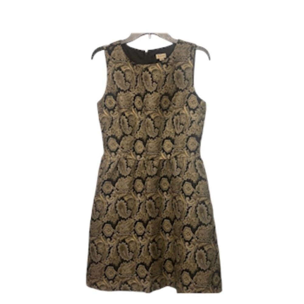 Cremieux Paisley Party Dress Size 8 Gold/Green/ Black